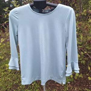 Karl Lagerfeld Paris Mint Green Bell Sleeve Top XS Stretch Blouse